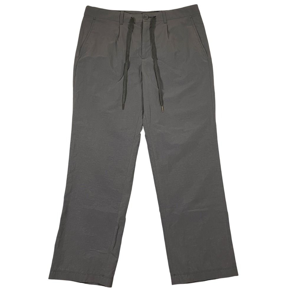 Jackthreads Mens Gray Nylon Pants Size 31x30 Drawstring Waist Flat Front